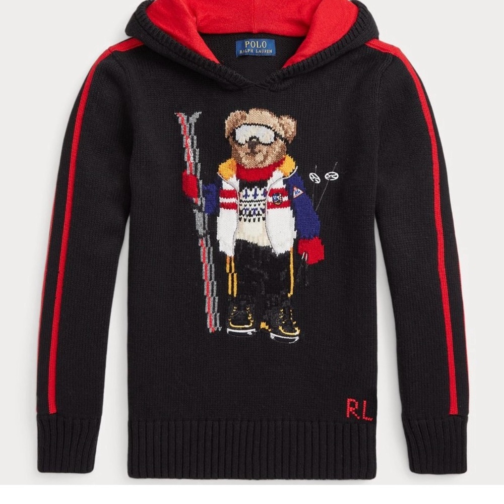 Polo Ralph Lauren Boys Black Ski Bear Hoodie